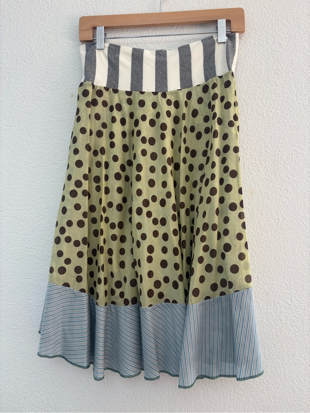 Boho Asymmetrical Floral Patchwork Skirt in Green and Blue - Picture 6 of 6
